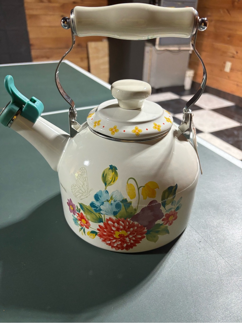 Floral Ceramic Whistling Tea Kettle Pioneer Woman